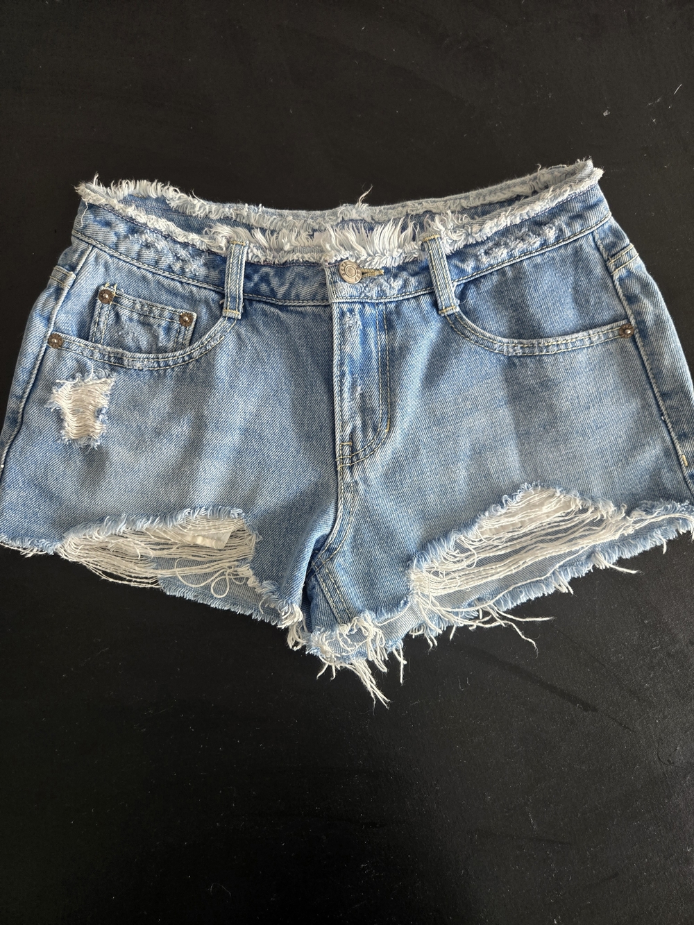 ​SJYP Steve J & Yoni P Distressed Denim Cutoff Shorts Sz S / 26 Light Wash Blue